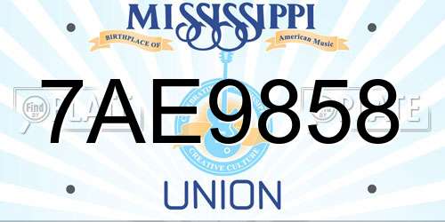 7AE9858 Mississippi License Plate