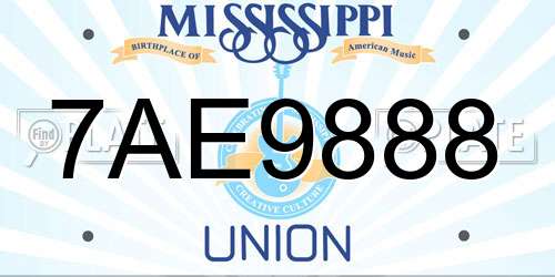 7AE9888 Mississippi License Plate