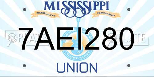 7AEI280 Mississippi License Plate