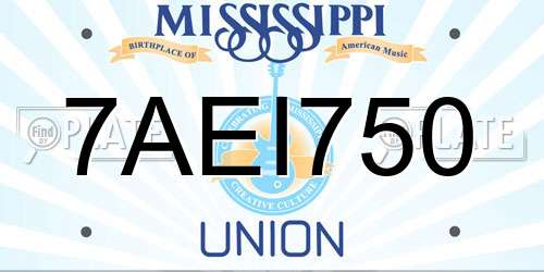 7AEI750 Mississippi License Plate