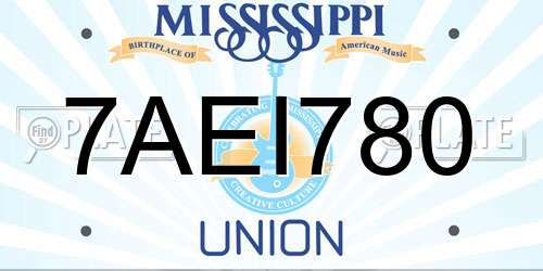 7AEI780 Mississippi License Plate