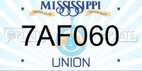 7AF060 Mississippi License Plate