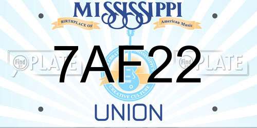 7AF22 Mississippi License Plate