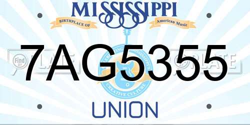 7AG5355 Mississippi License Plate
