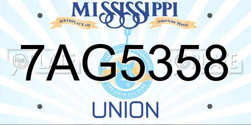 7AG5358 Mississippi License Plate