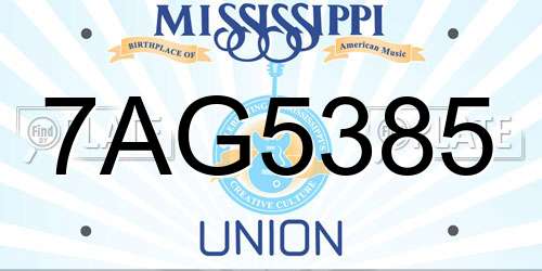 7AG5385 Mississippi License Plate