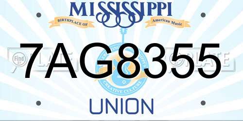 7AG8355 Mississippi License Plate