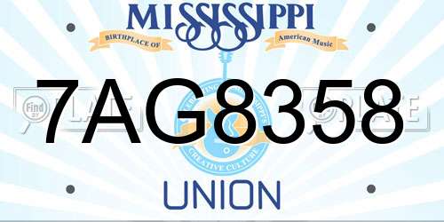7AG8358 Mississippi License Plate