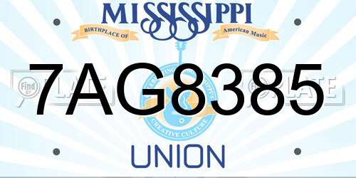 7AG8385 Mississippi License Plate