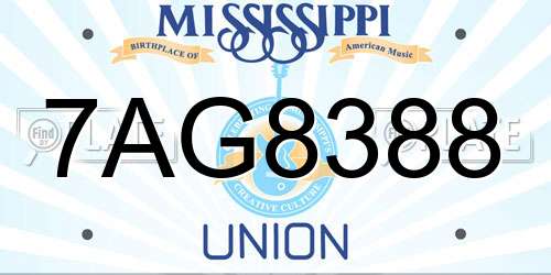 7AG8388 Mississippi License Plate