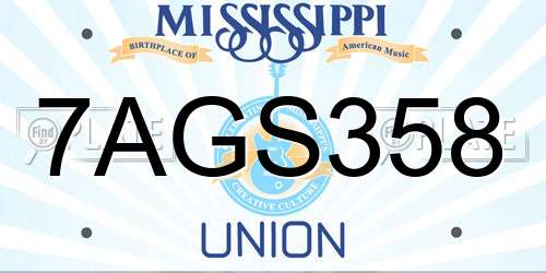 7AGS358 Mississippi License Plate