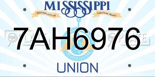 7AH6976 Mississippi License Plate