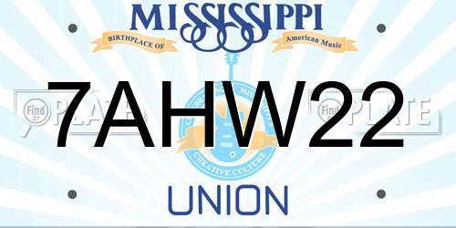 7AHW22 Mississippi License Plate