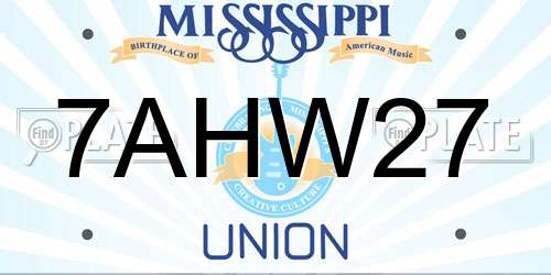 7AHW27 Mississippi License Plate