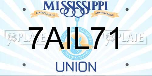 7AIL71 Mississippi License Plate