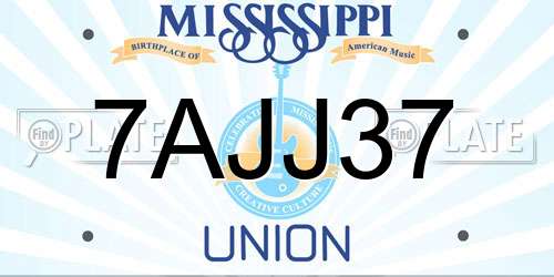 7AJJ37 Mississippi License Plate