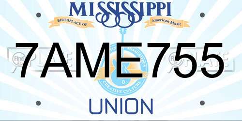 7AME755 Mississippi License Plate