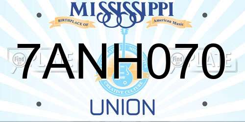 7ANH070 Mississippi License Plate