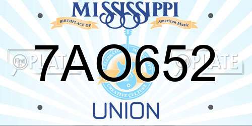 7AO652 Mississippi License Plate