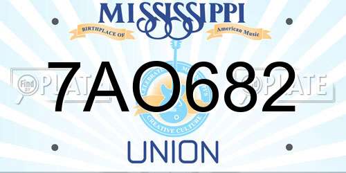 7AO682 Mississippi License Plate