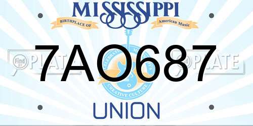 7AO687 Mississippi License Plate