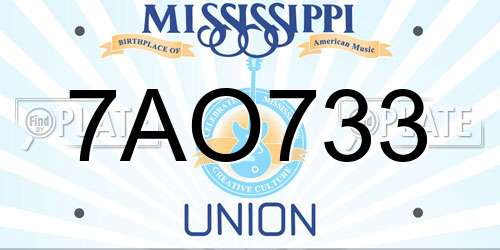 7AO733 Mississippi License Plate