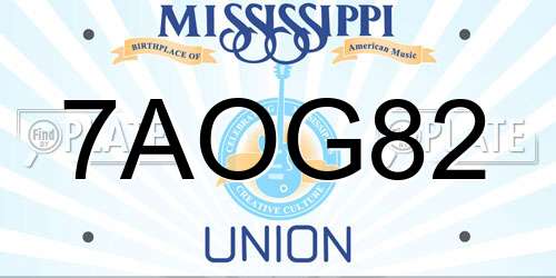 7AOG82 Mississippi License Plate