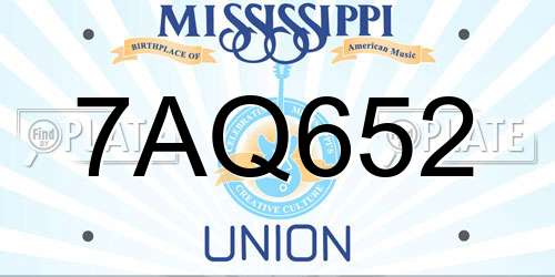 7AQ652 Mississippi License Plate