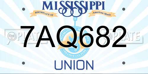 7AQ682 Mississippi License Plate