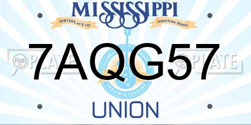 7AQG57 Mississippi License Plate