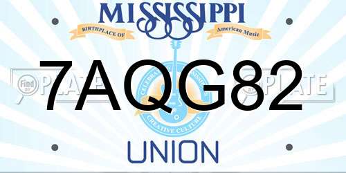 7AQG82 Mississippi License Plate