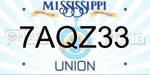 7AQZ33 Mississippi License Plate