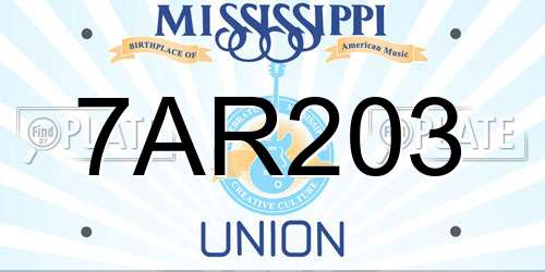 7AR203 Mississippi License Plate