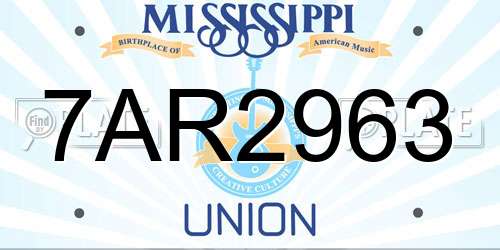7AR2963 Mississippi License Plate