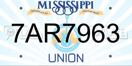 7AR7963 Mississippi License Plate