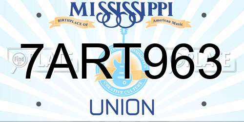 7ART963 Mississippi License Plate