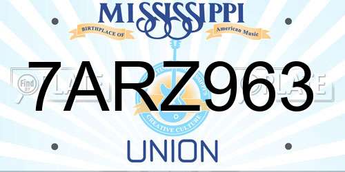 7ARZ963 Mississippi License Plate
