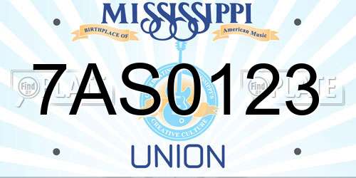 7AS0123 Mississippi License Plate