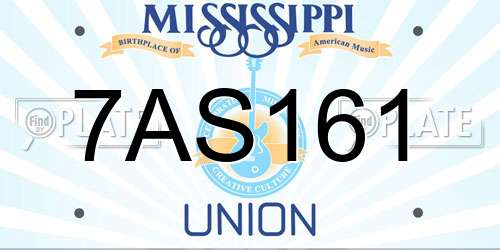 7AS161 Mississippi License Plate