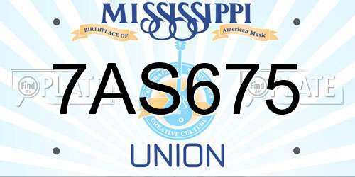 7AS675 Mississippi License Plate