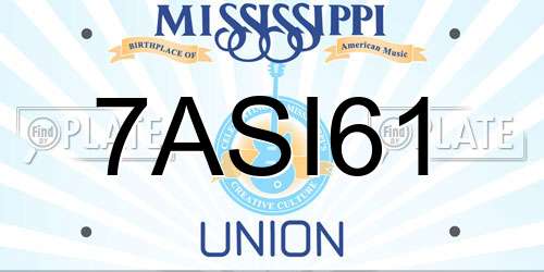 7ASI61 Mississippi License Plate