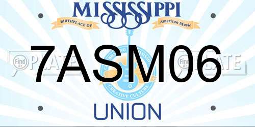 7ASM06 Mississippi License Plate