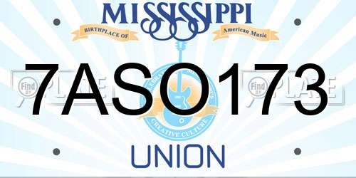 7ASO173 Mississippi License Plate