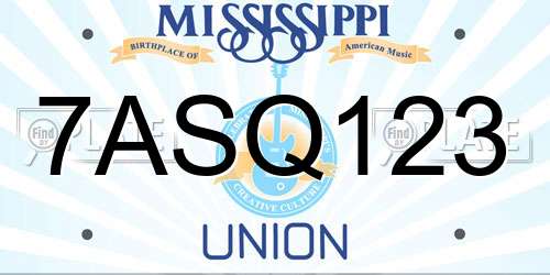 7ASQ123 Mississippi License Plate