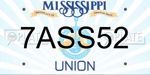 7ASS52 Mississippi License Plate