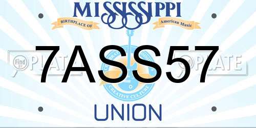 7ASS57 Mississippi License Plate