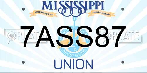 7ASS87 Mississippi License Plate