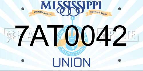 7AT0042 Mississippi License Plate
