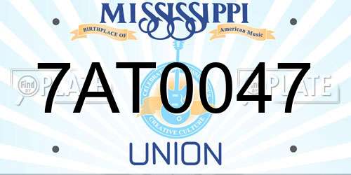 7AT0047 Mississippi License Plate