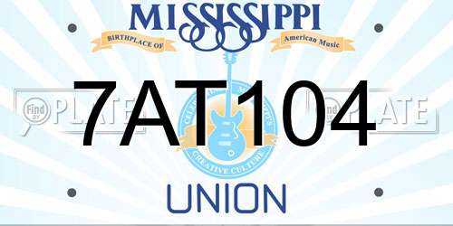7AT104 Mississippi License Plate